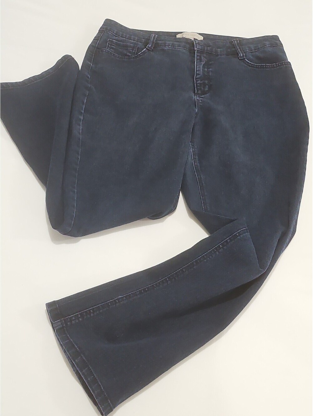 Laura Ashley 14P Indigo Jeans. Decorated Pockets. Straight Leg.  0179